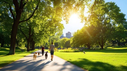 people walking in a city park during daylight