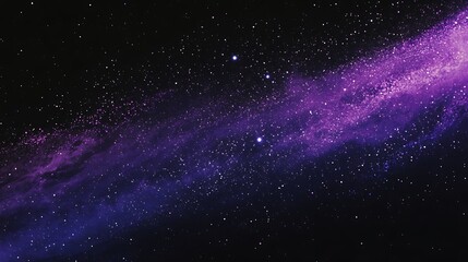 A vast expanse of space with a purple nebula and a scattering of stars.