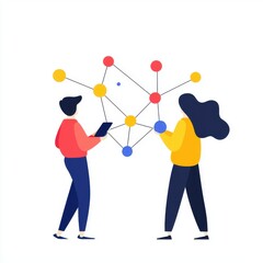 Poster - Two People Connecting Through a Phone Line Illustration, Concept Effective Communication
