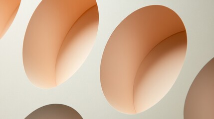 Aufkleber - Minimalist paper artwork with circular cutouts transitioning from dark pink to lighter shades, creating a gradient pattern with subtle shadows and depth on a white background