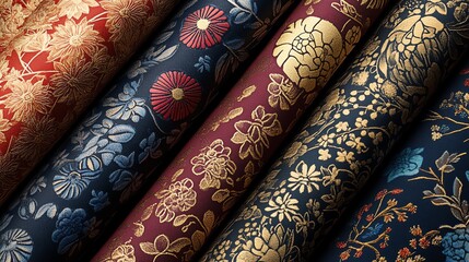 Poster - A beautiful and intricate floral pattern in gold and red on a dark background. The design is perfect for a variety of uses, from wallpaper to fabric.