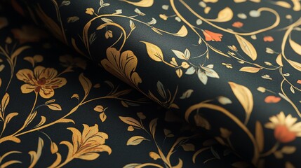Poster - A close-up of a luxurious fabric with a delicate floral pattern.