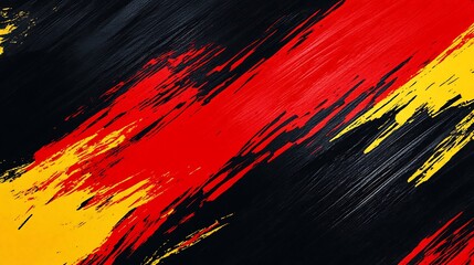 Poster - Abstract background with black, red, and yellow brushstrokes.