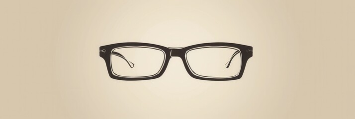Poster - A pair of sleek black eyeglasses rests on a smooth, neutral background, highlighting their contemporary design and clear lenses. Generative AI