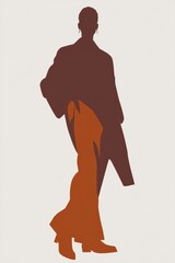 Poster - Stylized Silhouette of a Man: A Minimalist Representation in Earthy Tones for Modern Design Use