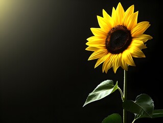 Poster - Bright Sunflower on Dark Background