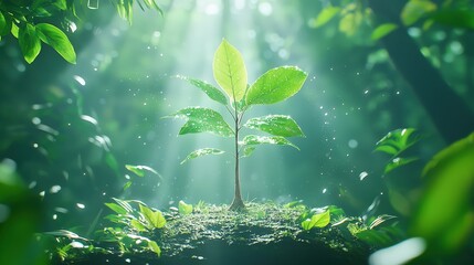 Poster - A close-up image of a tree in a lush rainforest, symbolizing the vitality and interconnectedness of life on our planet, with every living thing contributing to our world.