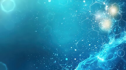 Poster - Abstract futuristic design with chaotic hexagons forming a digital grid, glowing softly with empty spaces creating contrast.