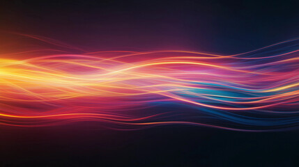 Poster - abstract background consisting of moving shining bright and neon lines, similar to traces of car headlights