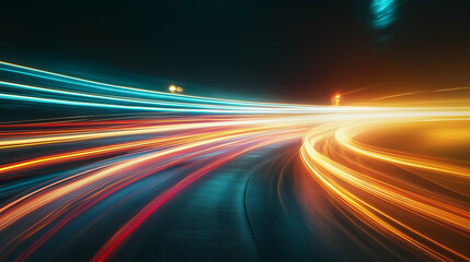 Poster - abstract background consisting of moving lights of car headlights and night city traffic