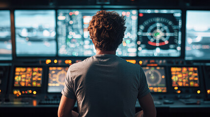 Sticker - Air Traffic Controller Ensuring Aviation Safety in Control Tower