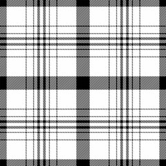 December fabric check seamless, living room plaid tartan texture. Material pattern vector background textile in black and white colors.