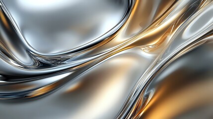 Wall Mural - metallic abstract background with a futuristic feel, using silver and gold tones, smooth textures, a