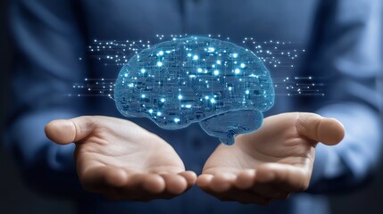 Aufkleber - Person Holding a Digital Representation of a Brain