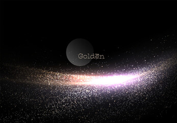 Canvas Print - Isolated wonderful golden arch with shiny tinsel on black background.