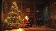 © Intach - A cozy scene with a lit tree, a Santa Claus doll, and gifts arranged for a festive New Year celebration.