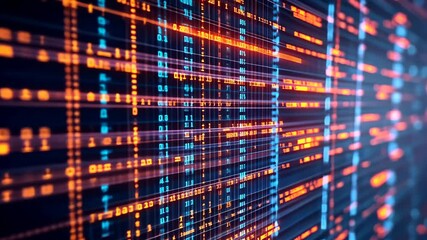 A close-up of a computer screen displaying lines of code in blue and orange