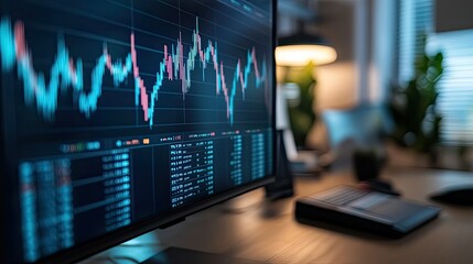 Fototapete - Market Analysis with Data Trends and Graphs