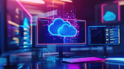 Aufkleber - Futuristic Cloud Management Server Concept Design
