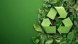 © Khaligo - Green recycle symbol surrounded by lush foliage on green background