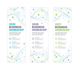 Wall Mural - set of business banner design templates in modern, abstract pattern style for schools, companies, wo