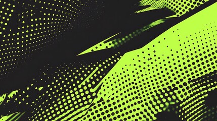 Poster - Abstract green and black digital background with a halftone pattern.