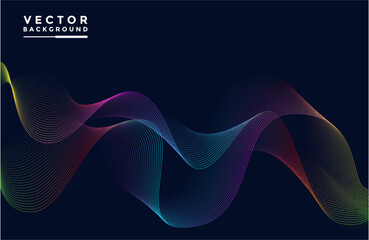 Aufkleber - Abstract wavy lines on colorful black background.