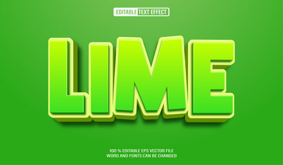 Leinwandbilder - Editable 3d text style effect - Lime text effect Template