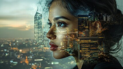 Poster - Businesswoman in emerging markets, depicting a professional navigating the complexities of fast-growing economies, with a focus on innovation and expansion in developing regions.