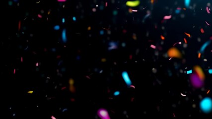 Poster - Colorful confetti falling on a dark background, creating a festive and celebratory atmosphere perfect for any party or special event. Let the confetti bring energy to your celebration.