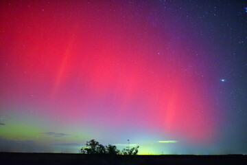 aurora borealis in serbia at midnight.