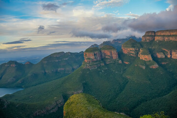 Blyde River Canyon with Three Rondavels peak, view of canyon with Blyde River in Mpumalanga south africa