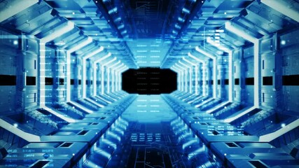 Poster - 3D Rendering empty cyberspace room for cyber futuristic and technology concept