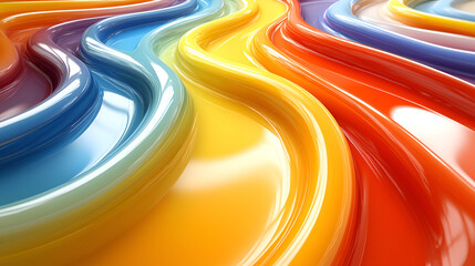 Aufkleber - Swirls of vibrant colors blend together, creating a mesmerizing visual effect in a liquid landscape full of dynamic movement