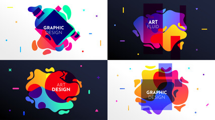 Fototapete - vector illustration. abstract liquid shape banner set. twisted shapes composition. design elements o