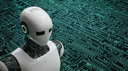 Poster - AI Robot Analyzing Market Data Predictions