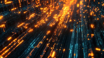 Poster - Glowing data lines for augmented reality systems, showing glowing data lines and grids integrated into an augmented reality interface, 
