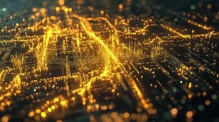 Poster - Glowing data lines for augmented reality systems, showing glowing data lines and grids integrated into an augmented reality interface, 