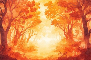 Wall Mural - Fog enveloping trees in the morning light, creating a backlit atmosphere during autumn in a serene moorland scene