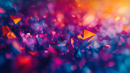 Poster - Colorful geometric shapes create a vibrant abstract pattern glowing in warm light