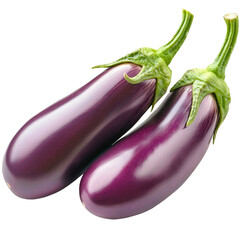 Wall Mural - Pair of Fresh Eggplants Isolated on a Transparent Background