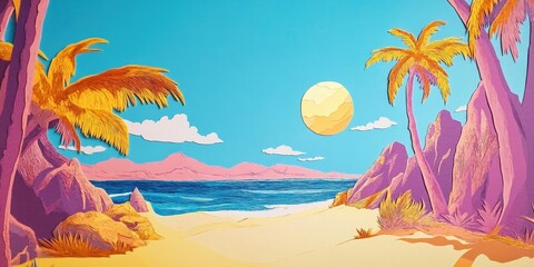 Wall Mural - Deserted coastal landscape, Desolate beach scene