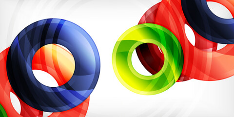 Poster - Bright colorful circles with light effects. Abstract background