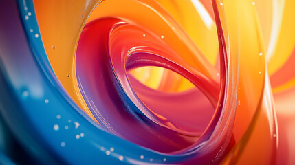Poster - A vibrant swirl of colorful abstract shapes illuminated by soft lighting in a creative setting