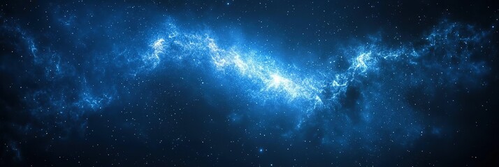 Aufkleber - A dark blue background with stars, galaxies, and space dust. Viewing the universe in an abstract manner, Wide background