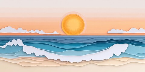 Wall Mural - Scenic Beach Sunrise on a Summer Morning by the Water, Scenic Sunrise at the Beach