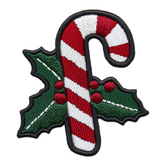 christmas decoration design embroidered patch isolated on transparent background