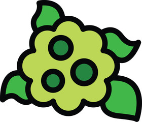 Wall Mural - Simple vector illustration of a green flower with leaves growing in the springtime