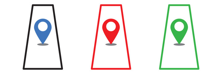 Poster - route icon - two points with dotted path and location pin. route location icon two pin sign and dott