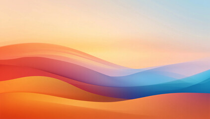 Poster - Abstract vector background with a colorful gradient of orange, blue, and red colors, in a minimalistic style with simple shapes.